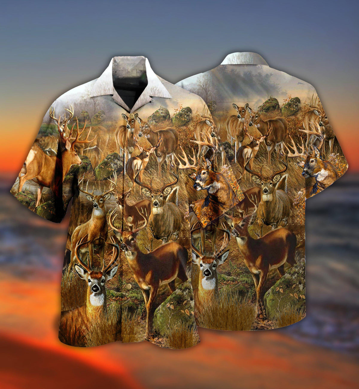 Deer In The Dry Forest With Vintage Style - Hawaiian Shirt