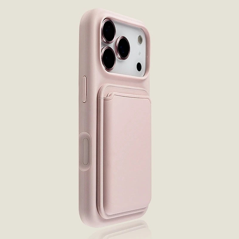 Luxury Magnetic Liquid Silicone Card Bag Phone Case For iPhone 12 13 14 15 16 17 Pro Max Plus Air Magsafe Bumper Cases Cover