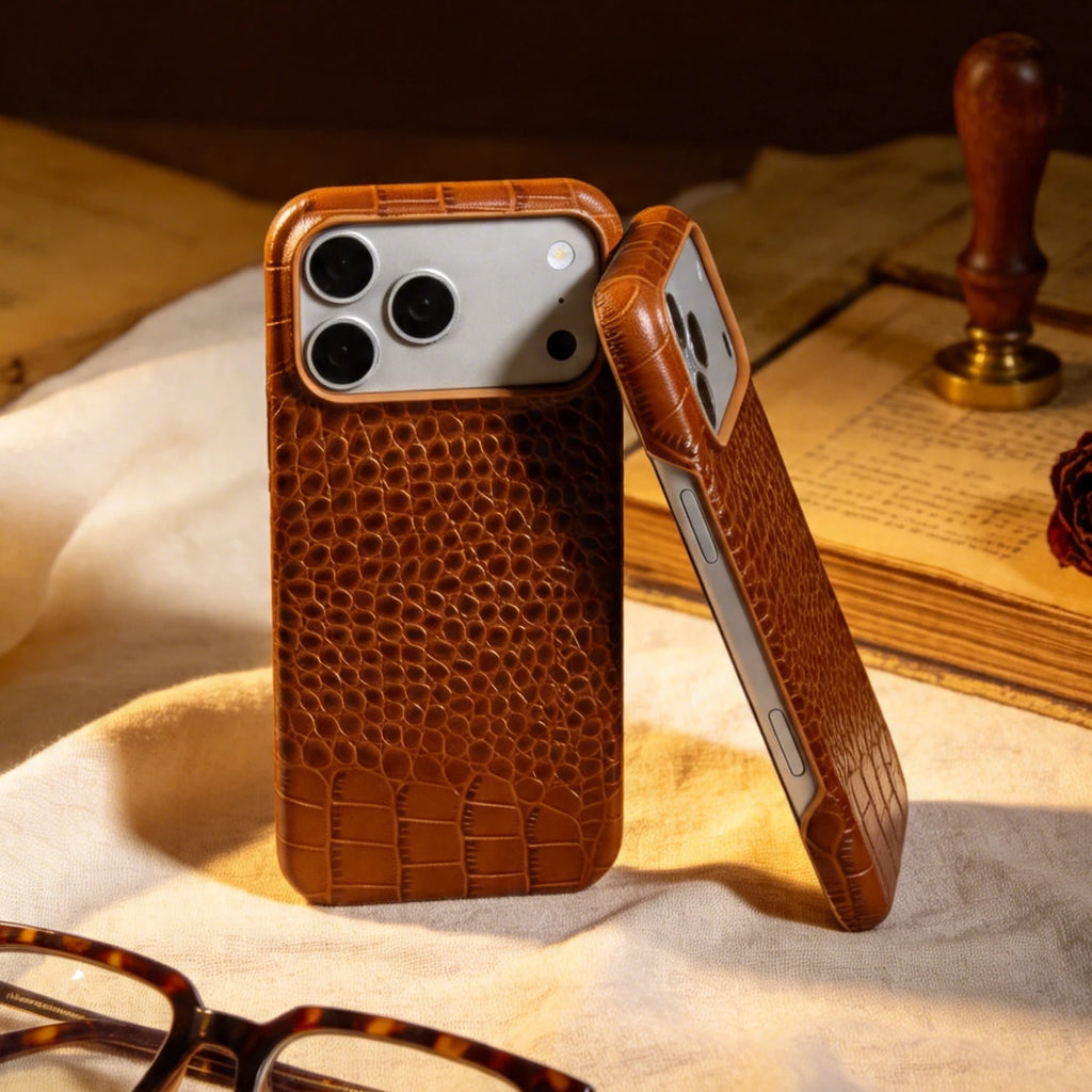 Genuine Leather Magnetic Wireless Case Crocodile Pattern For iPhone 17 Pro max Air 16 15 14 13 12 11 charging Protective Cover