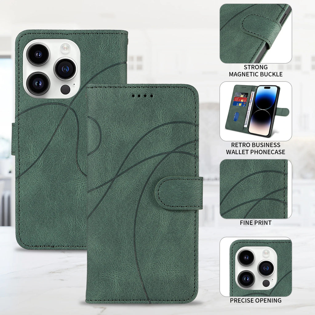 Leather Magnetic Flip Case For iPhone 16 15 14 Pro Max 16E 13 12 11 XS X XR SE2 SE3 8 7 Plus Mini Wallet Card Solt Phone Cover